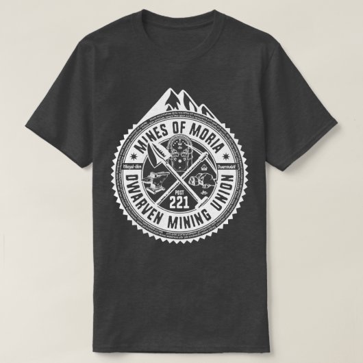Mijnen van Moria Dwarven Mining Union T-shirt (Design voorkant)