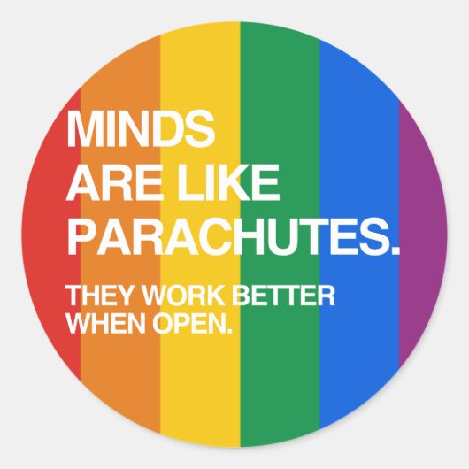 MIJNEN ZIJN ALS PARACHUTES RONDE STICKER (Voorkant)