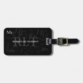 Mijnheer bagagelabel, zwart bagagelabel (Voorkant horizontaal)