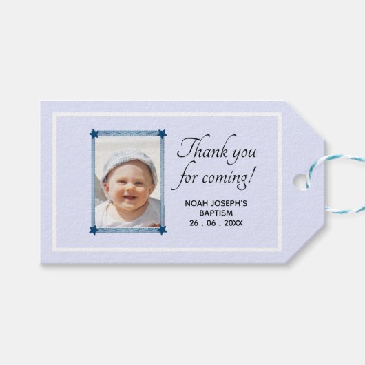 MIJNHEER BEDANKT VOOR HET KOMEN! Baptisme Gift Lab Cadeaulabel (Voorkant (Horizontaal))