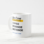 Mijnheer de Koe, koffievertrouwen competentie Koffiemok (Voorkant links)