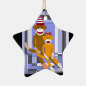 Mijnheer en mevrouw Sock Monkey. Keramisch Ornament (Rechts)