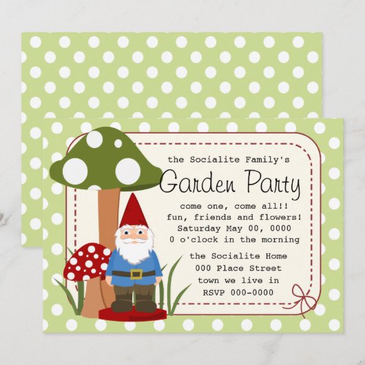 Mijnheer Mushroom Garden Gnome Kaart (Voorkant / Achterkant)