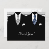 Mijnheer Suit en Stropdas (blauw / grijs) Dank u w Briefkaart (Voorkant / Achterkant)