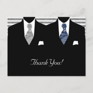 Mijnheer Suit en Stropdas (blauw / grijs) Dank u w Briefkaart