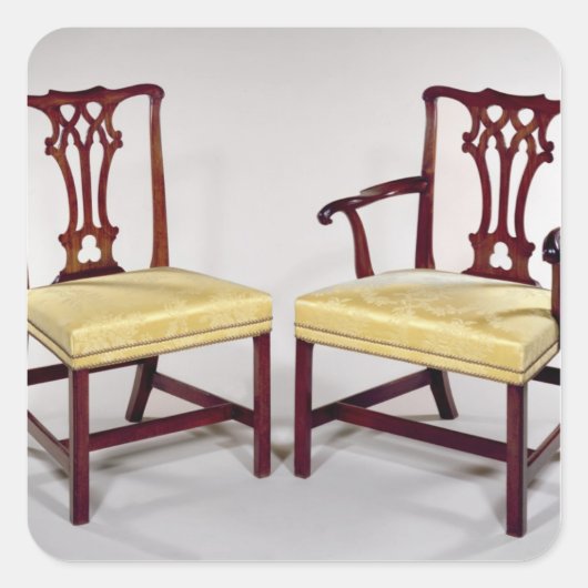 Mijnstoelen, met tussendoorse splantrug vierkante sticker (Voorkant)