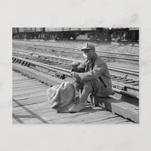 Mijnwerker in de rangeerterreinen, 1938 briefkaart (Voorkant)