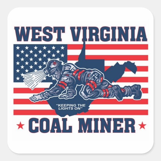 MIJNWERKER IN WEST VIRGINIA VIERKANTE STICKER (Voorkant)