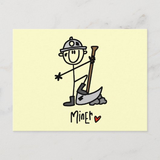 Mijnwerker Stickfiguur Briefkaart (Voorkant)