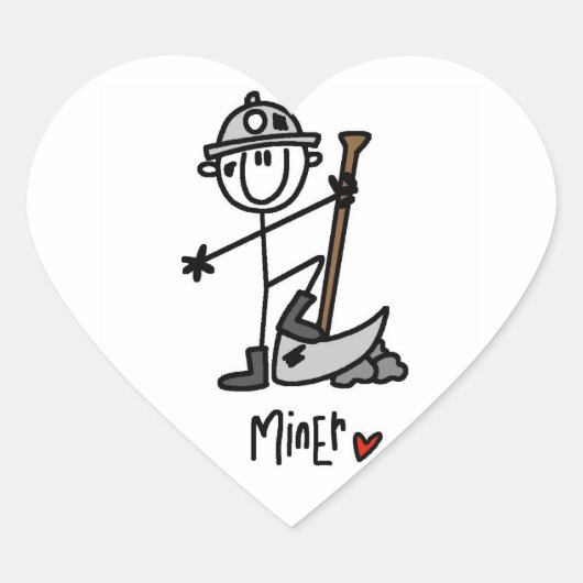 Mijnwerker Stickfiguur Hart Sticker (Voorkant)