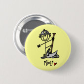 Mijnwerker Stickfiguur Ronde Button 5,7 Cm (Voorkant /achterkant)