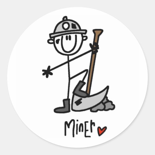 Mijnwerker Stickfiguur Ronde Sticker (Voorkant)