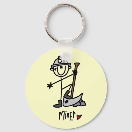Mijnwerker Stickfiguur Sleutelhanger (Voorkant)