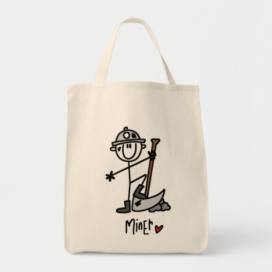 Mijnwerker Stickfiguur Tote Bag (Voorkant)