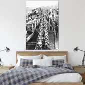 Mijnwerkers in de trein klaar voor afdaling onderg canvas afdruk (Insitu (Slaapkamer))