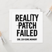 Mijrealiteit Patch Mislukt - Glitchende Typografie Kaart (Voorkant / Achterkant in situ)