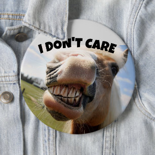 MIK DONT CARE GRAPPIGE PAARD GROOTTE KNOP RONDE BUTTON 6,0 CM