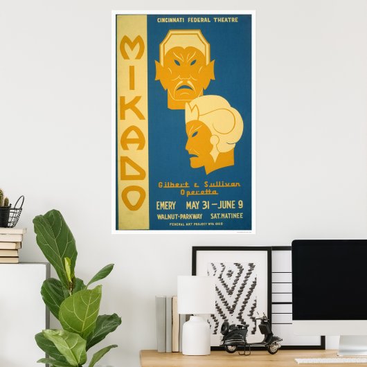 Mikado Gilbert Sullivan 1939 WPA Poster (Thuiskantoor)