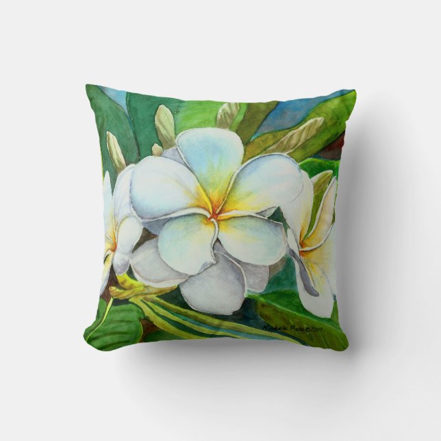 Mikala's favoriete Plumeria Kussen (Voorkant)