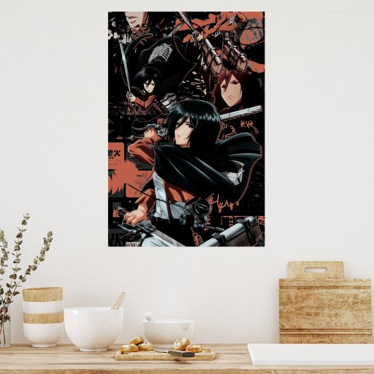 Mikasa Ackerman aanval op Titan Poster (Keuken)