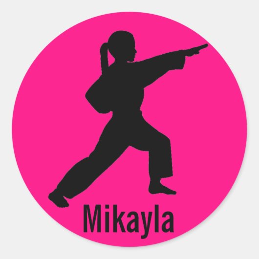 Mikayla hete roze Karate Meisje stickers (Voorkant)