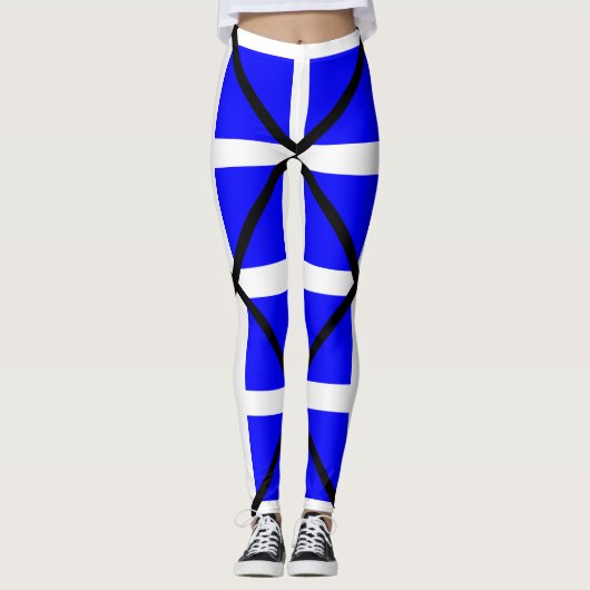 Mike blue white cross leggings (Voorkant)