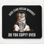 Mike Echo Oscar Whiskey Ham Radio Cat Muismat (Voorkant)