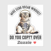 Mike Echo Oscar Whiskey Ham Radio Cat Sticker (Vel)