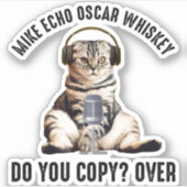 Mike Echo Oscar Whiskey Ham Radio Cat Sticker (Voorkant)