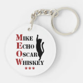 Mike Echo Oscar Whiskey MEOW Cat Sleutelhanger (Achterkant)
