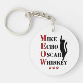 Mike Echo Oscar Whiskey MEOW Cat Sleutelhanger (Voorkant)