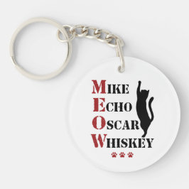 Mike Echo Oscar Whiskey MEOW Cat Sleutelhanger