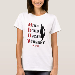 Mike Echo Oscar Whiskey MEOW Cat T-shirt