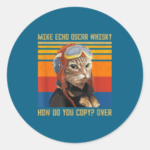 Mike Echo Oscar Whisky Hoe Ronde Sticker