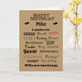 Mike Happy Birthday Woorden van Lof Kaart (Gele Bloem)