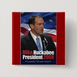 Mike Huckabee en Old Glory Vierkante Button 5,1 Cm