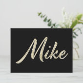 Mike Name white gold Handwriting Karte Kaart (Staand voorkant)