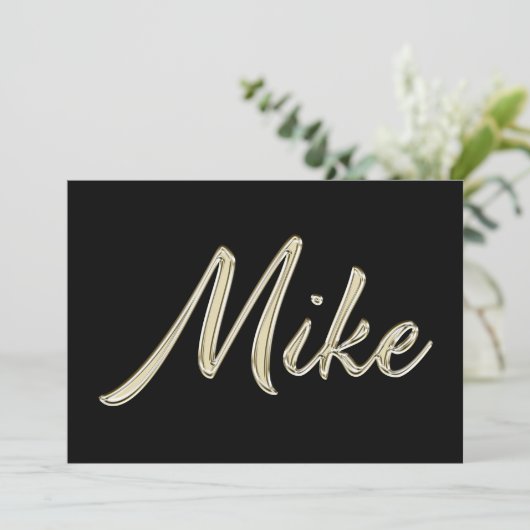 Mike Name white gold Handwriting Karte Kaart (Staand voorkant)