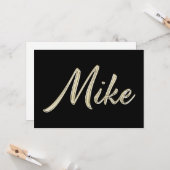 Mike Name white gold Handwriting Karte Kaart (Voorkant / Achterkant in situ)