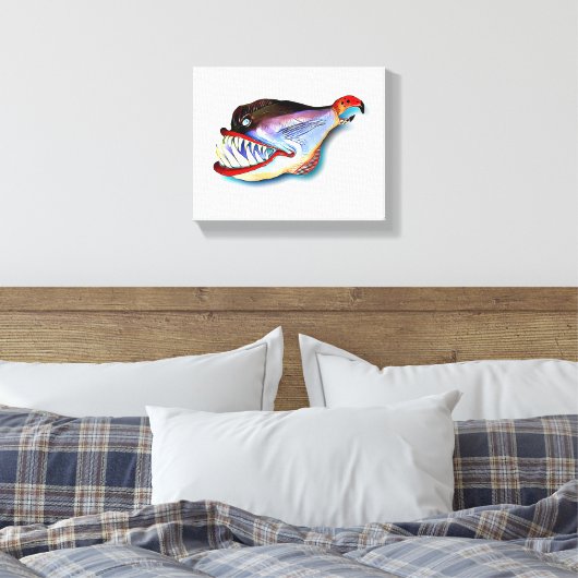 Mike Quinn Toothy Fish met houding Canvas Afdruk (Insitu (Slaapkamer))