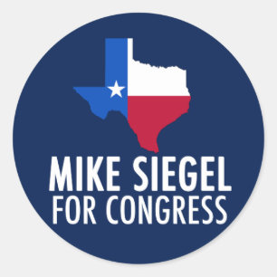 Mike Siegel voor het Congres in Texas Ronde Sticker