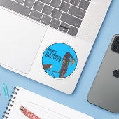 Mike the Climate Beaver Sticker (Laptop met iPhone)