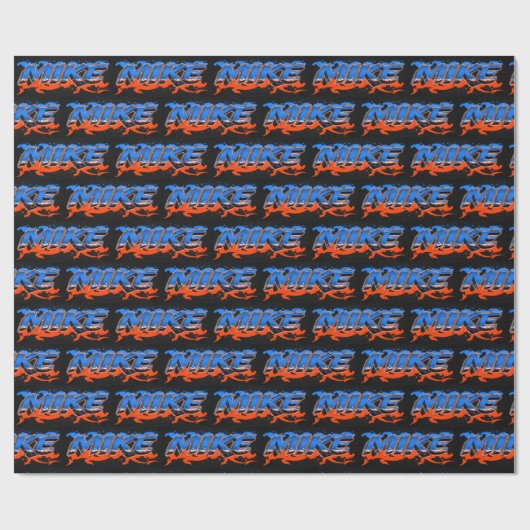 Mike Vorname Name Graffiti blue orange Cadeaupapier (Vlak)