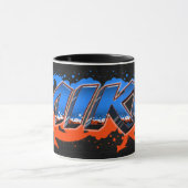 Mike Vorname Name Graffiti blue orange Tasse Mok (Midden)