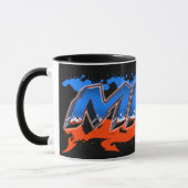 Mike Vorname Name Graffiti blue orange Tasse Mok (Links)