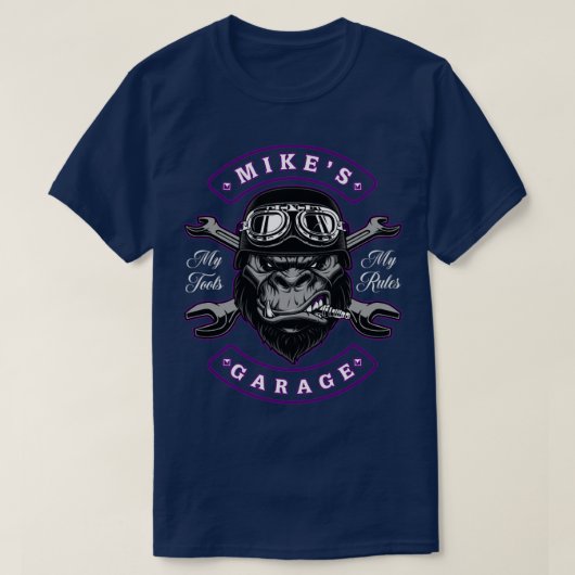 Mikes Garage Gepersonaliseerde Mannen Gift T-shirt (Design voorkant)