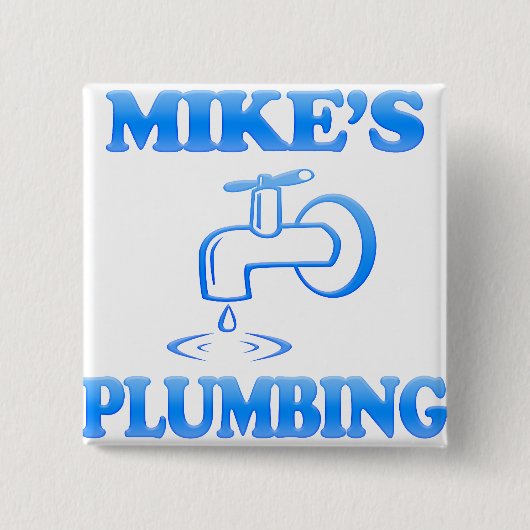 Mike's Plumbing Vierkante Button 5,1 Cm (Voorkant)
