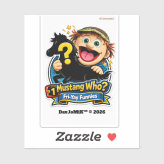 Mikey's Mustang Wie? – Fri‑Yay Funnies Badge #1 Sticker