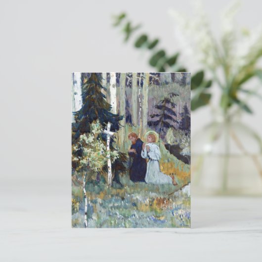 Mikhail Nesterov De stichting van Trinity Sergius Briefkaart (Staand voorkant)