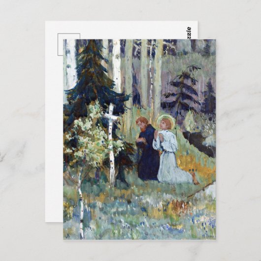 Mikhail Nesterov De stichting van Trinity Sergius Briefkaart (Voorkant / Achterkant)